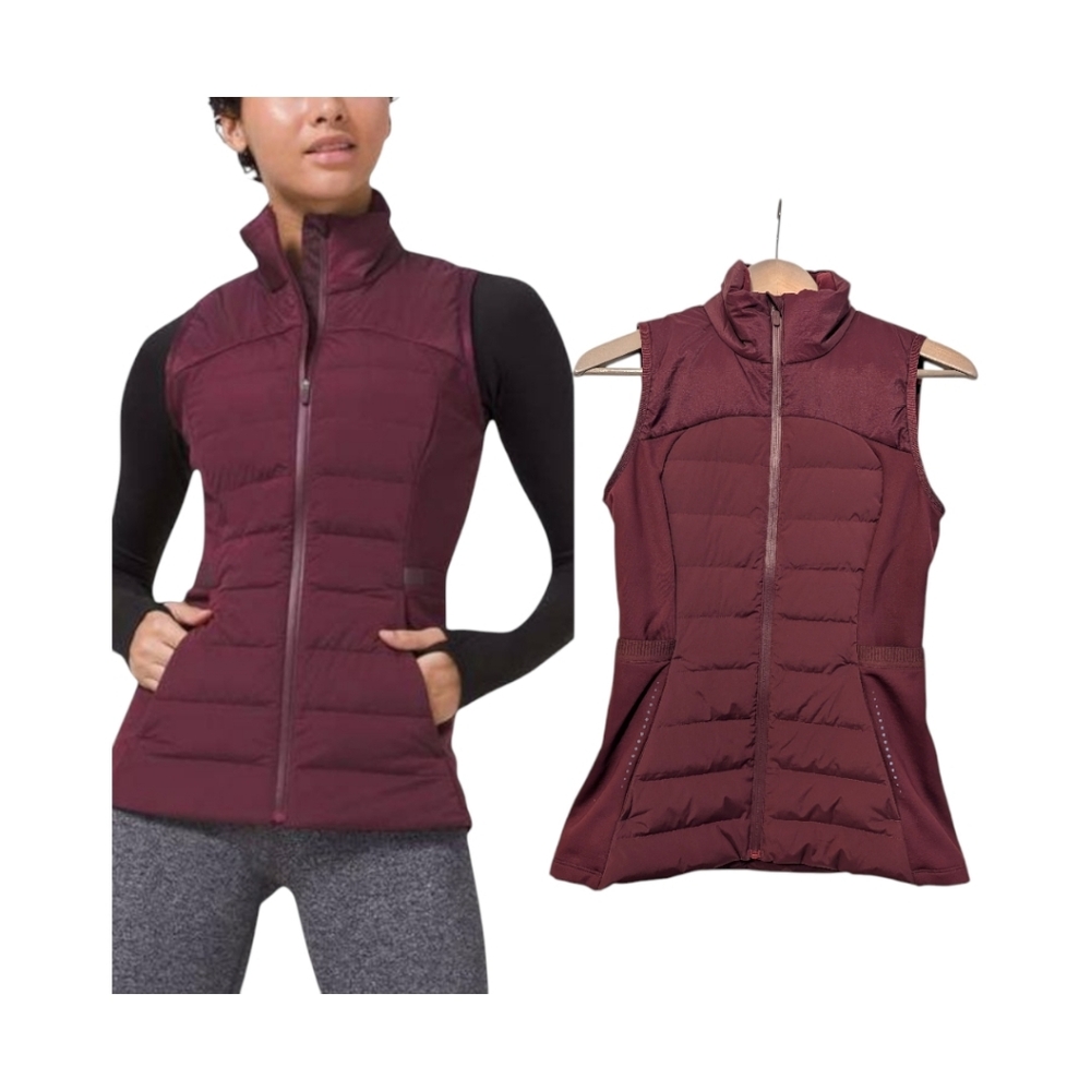 Lululemon Down For It All Puffer Quilted Down Vest Burgundy Red Maroon 4 | S